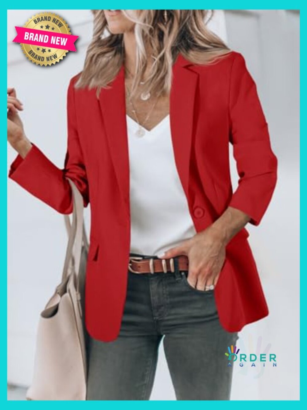 Casual Open Front Blazer Long Sleeve Work Office Suit Jacket Blazer View 2
